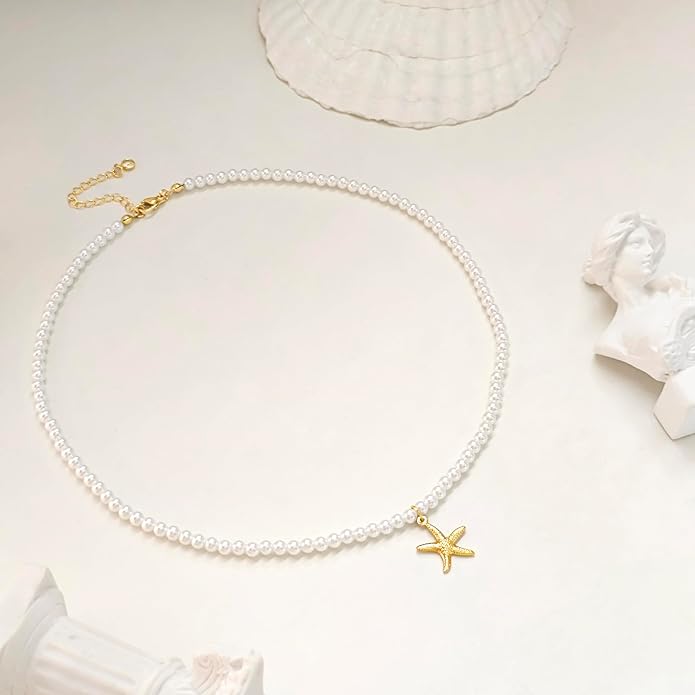 Zeffy Pearl Necklace 4MM/6MM/8MM Dainty Round Imitation Pearl Choker Necklace Wedding Pearl Necklace Delicate Jewelry for Women Simple Bridesmaid Jewelry Gifts