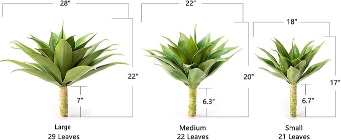 Velener 28 Inch Artificial Agave Plants Outdoor Set, Large Fake Plants Indoor - Image 9