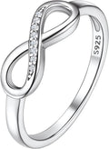 Suplight 925 Sterling Silver Ring Simple Infinity Knot Wedding Band Rings Love Knot Promise Ring for Women Size 4-12(with Gift Box)