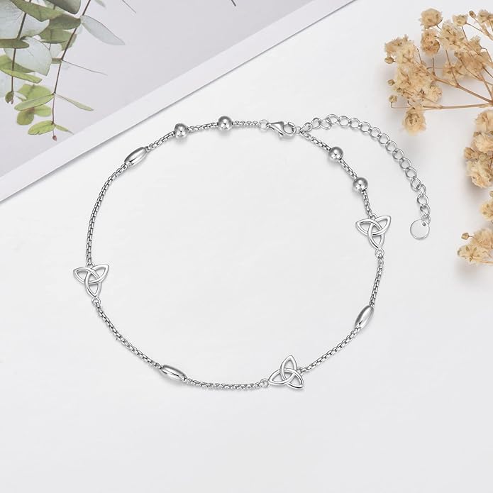 WINNICACA 925 Sterling Silver Anklets for Women Adjustable Beaded Butterfly Opal Anklet Bracelet Foot Chains Jewelry Gifts for Women Beach Birthday Christmas Gift