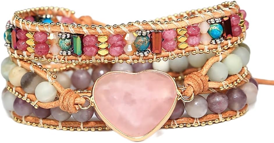 ZOSOJONA Women Wrap Bracelets Boho Natural Stone Jasper Turquoises Strand Bracelet Jewelry Collection