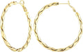 14k Gold Plated Hoop Earrings for Women, 925 Sterling Silver Posts Thick Twist Hypoallergenic Chunky Large Earrings 20mm 30mm 40mm 50mm