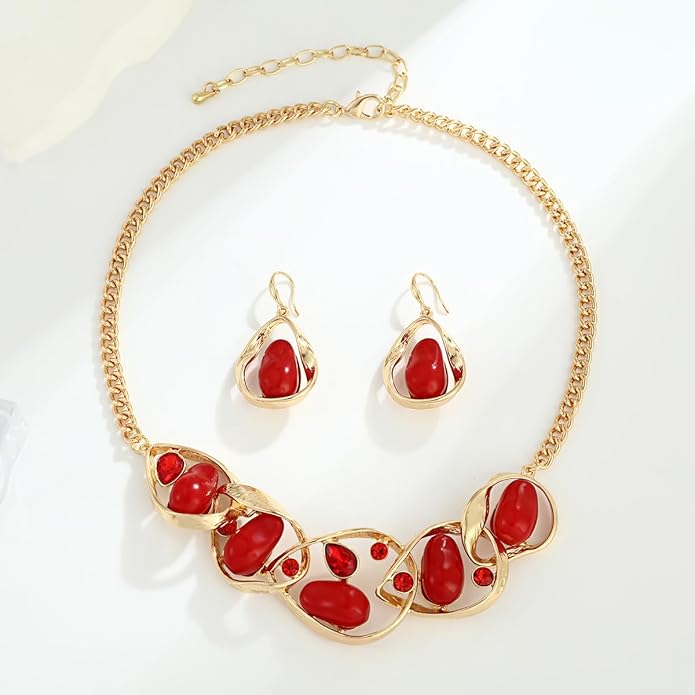 Chunky Statement Jewelry Set Blue Ocean Seashell Choker Necklaces Earrings Set for Women Pearl Bib Collar Necklaces for Party Prom Pageant Summer Fashion Jewelry Unique Birthday Gift