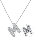 RWQIAN Letter Necklace for Women Bubble, Chunky Initial Alphabet A-Z Pendant Puffy Name Personalized Necklace Dainty Zircon CZ Fashion Jewelry Gifts for Girls Girlfriend