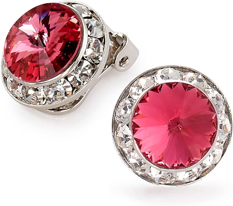 | Colorful Rhinestone Clip On Earrings for Dance, Pageant, Prom, Performance, Wedding, or Special Event