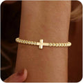 Gold Bracelets for Women 14K Gold Beaded Bracelets Stackable Bracelets for Women Gold Charm Bracelet Non Tarnish Gold Jewelry for Women Trendy