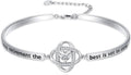 Valentines Day Gifts for Her, 18k White Gold Plated Love Knot Bracelets, Engraved Inspirational and Sentiment Bangle, Anniversary Birthday Jewelry Gift for Lover Wife Girlfriend Sister Friends
