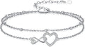 Anklet for Women 925 Sterling Silver Double Infinity Ankle Bracelet Waterproof Summer Jewelry Anniversary Birthday Gifts for Her