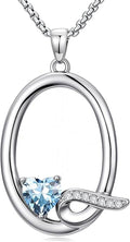Valentines Day Gifts for Women Alphabet A to Z Initial Birthstone Pendant Necklaces for Women - 18k White Gold Plated Personalized Name Jewelry Valentine Mothers Day Birthday Gifts for Women Her Girlfriend