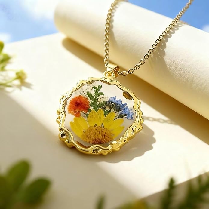 Birth Flower Necklace,1-12 Birth Month Flower Handmade Pendant Necklaces for Women Personalized Custom Floral Jewelry,Boho jewelry,Birthday Gift for Women Girls Best Friend