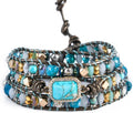 YGLINE Boho Handmade Wrap Leather Tube Crystal Stone Bracelet for Women
