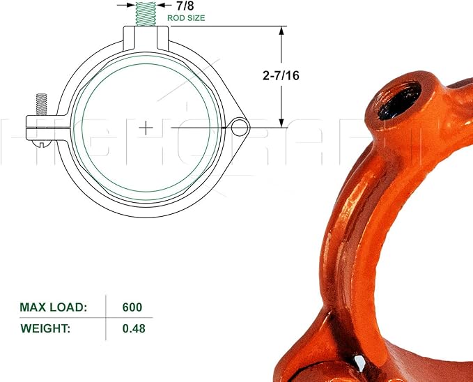 HIGHCRAFT HINGC-03-5 Industrial Decor Hinged Split Ring Pipe Hanger 3 in. Copper - Image 6
