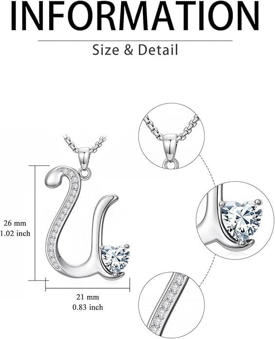 Valentines Day Gifts for Women Alphabet A to Z Initial Birthstone Pendant Necklaces for Women - 18k White Gold Plated Personalized Name Jewelry Valentine Mothers Day Birthday Gifts for Women Her Girlfriend