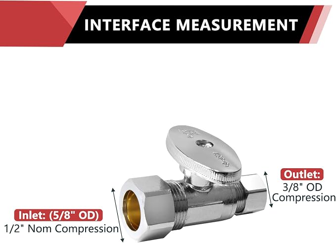 20PC EFIELD Straight Stop Valve, 1/2" Nominal Compression x 3/8" OD | 1/4-Turn - Image 2