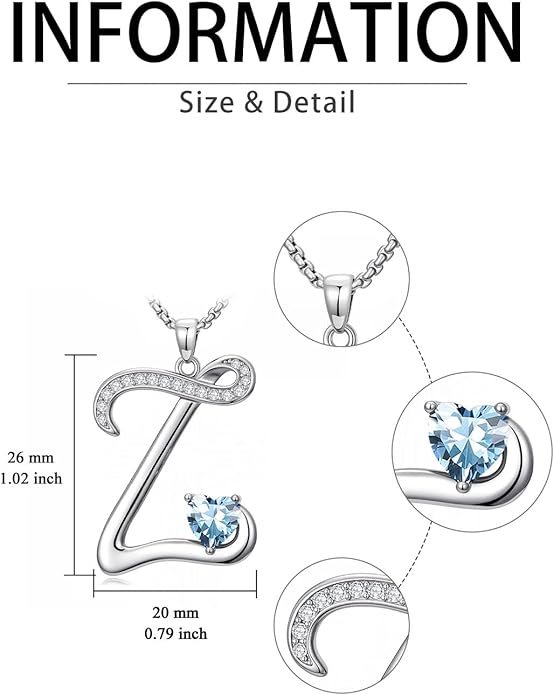 Valentines Day Gifts for Women Alphabet A to Z Initial Birthstone Pendant Necklaces for Women - 18k White Gold Plated Personalized Name Jewelry Valentine Mothers Day Birthday Gifts for Women Her Girlfriend