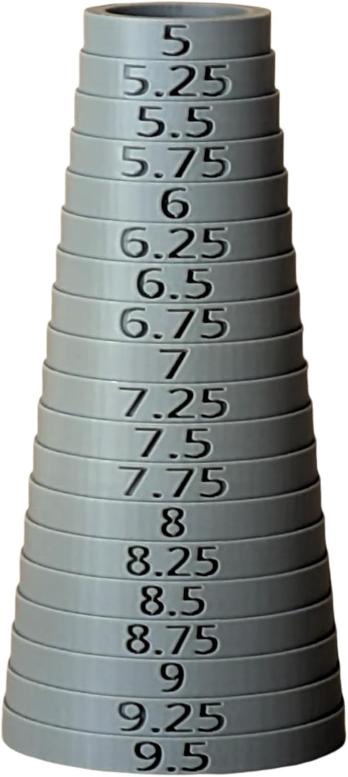 Bracelet Sizer Mandrel Quarter Sizes (Oval - Aspect Ratio of Human Wrist) (Grey)