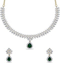 TARINIKA Green and White Cubic Zirconia(CZ) Indian Necklace Set with Earrings, Gold Plated Brass Fashion Indian Jewelry Gift for Women Bollywood Costume Jewellery