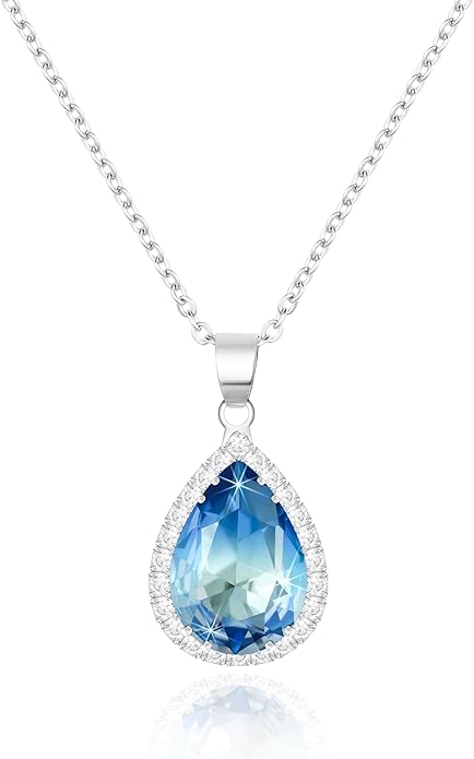 Linawe Crystal Chain Necklace for Women Trendy, Imitation Diamond Pendant, Statement Cubic Zirconia Boho Jewelry Set, 14K Gold/Rose Gold/Silver Birthstone Necklace