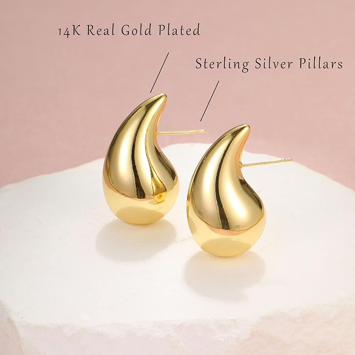 12 Pairs Chunky Gold Hoop Earrings for Women Trendy, Gold Plated Lightweight Hypoallergenic Stack, Thick Open Twisted Huggie Hoops Earring Set