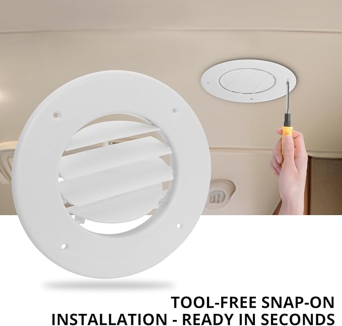1-Pack 6.5" RV Ceiling Vent Cover Replacement, 6 Pack, Polar White - Image 5