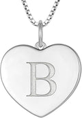 YL Initial Necklace 925 Sterling Silver Square/Round/Heart Letter Pendant A-Z Alphabet Polished Jewelry for Women