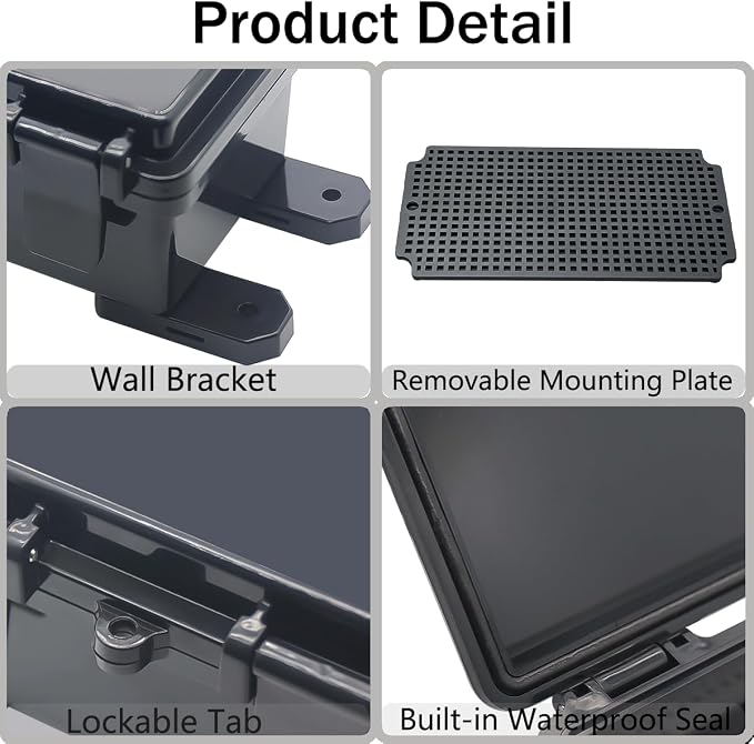 Junction Box, Hinged Black Clear Cover IP67 Waterproof ABS Project Box - Image 4