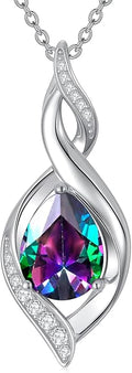 Birthstone Necklace for Women 925 Sterling Silver Infinity Love Jewelry Valentines Day Birthday Gifts for Her Mom Wife Girlfriend