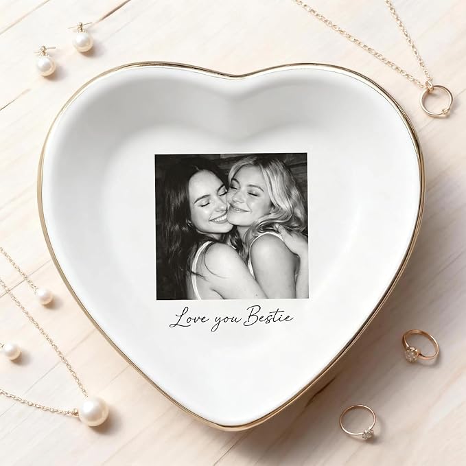My4gifts Personalized Besties Photo Jewelry Dish, Sisters Jewelry Dish, Custom Besties Gifts, Bff Gifts, Friendship Gift, Best Friend Gift for Women, Custom Jewelrys Plate, Birthday, Christmas/1