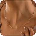 Valentines Day Gifts for Women Her - Dainty Necklaces for Women Cute Station Choker Simulated Diamond Necklace Simple Layering CZ Necklace Trendy Jewelry Gifts