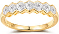 FWM D Color VVS1 Clarity Moissanite Hexagonal Eternity Rings for Women, Solid 925 Sterling Silver, Size 4-11, Stackable Wedding Band, Anniversary Mothers Day Valentines Jewelry