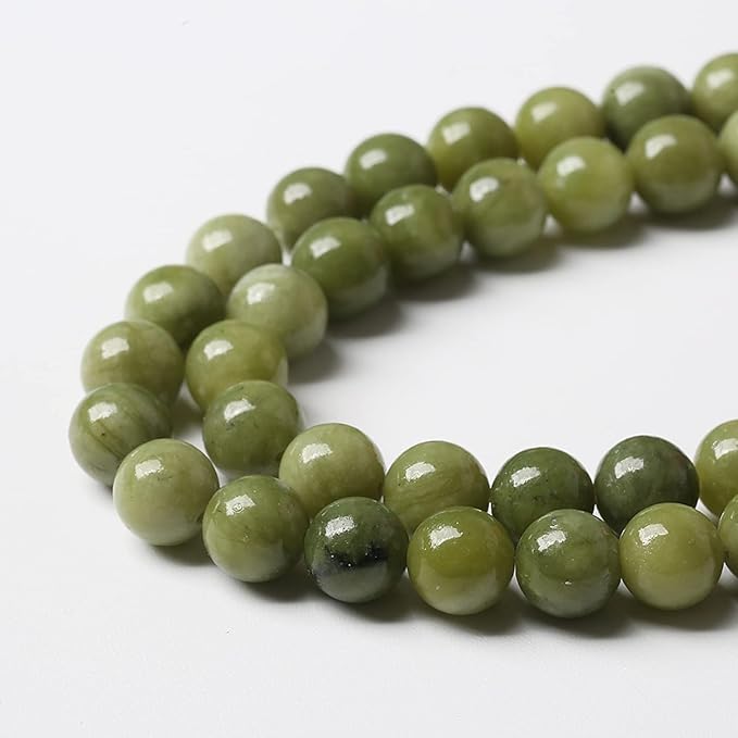 Natural Chinese Green Jade Beads Gemstone Round Loose Beads for Jewelry Making DIY Bracelet Necklace 6mm 60pcs 15" Inch