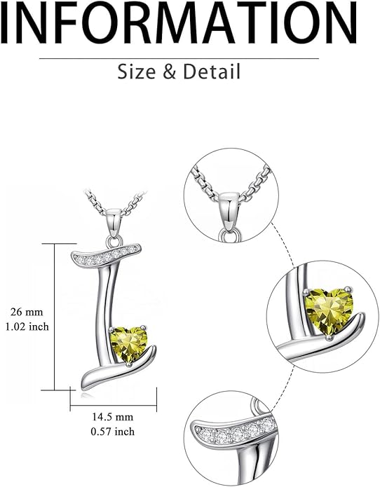 Valentines Day Gifts for Women Alphabet A to Z Initial Birthstone Pendant Necklaces for Women - 18k White Gold Plated Personalized Name Jewelry Valentine Mothers Day Birthday Gifts for Women Her Girlfriend
