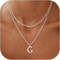 Initial Necklaces for Women Dainty Gold Silver Layered Letter Pendant Necklace Cute Figaro Chain Choker Necklace Personalized Trendy Stuff Jewelry Stack Gift for Women Her