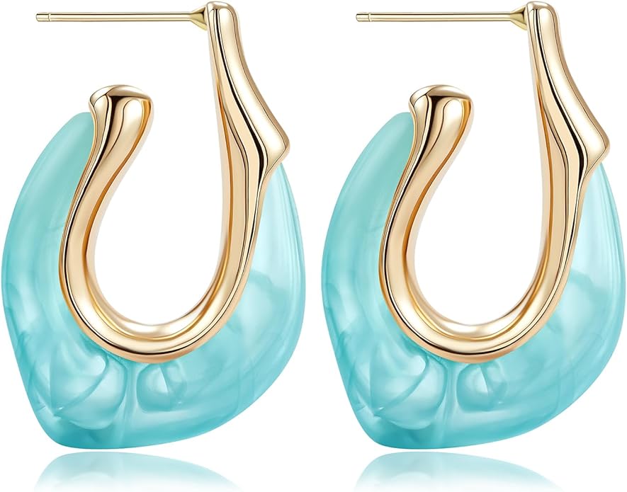 Acrylic Hoop Earrings Chunky Huggie Statement Vintage Earrings Cute Resin Drop Earring Trendy Jewelry Gifts for Women