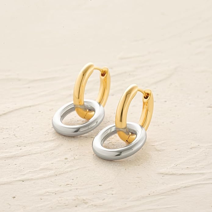 MYEARS Women Earrings Gold Huggie Hoop Dangle Drop 14K Gold Plated Small Simple Hypoallergenic Everyday Jewelry