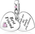 JIAYIQI Mother Sister Daughter Wife Charms Fit Charms Bracelet Necklace with Double Heart Love Charms 925 Sterling Silver Beads for Women Jewelry