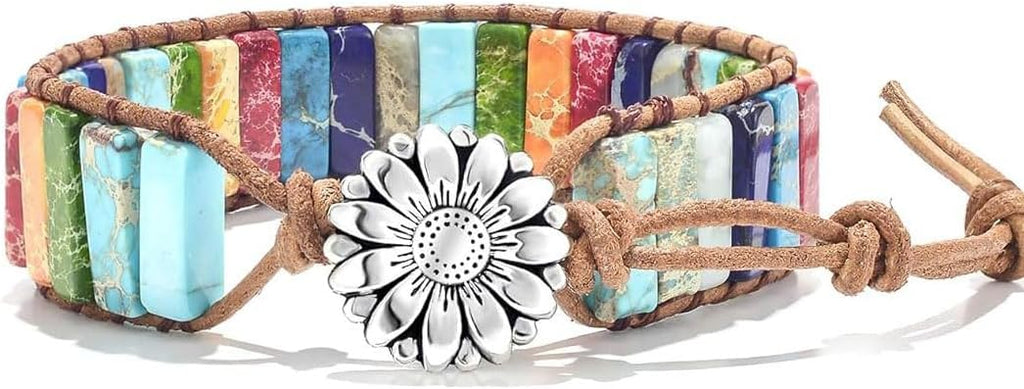 ZOSOJONA 7 Chakra Bracelet Bohemian Handmade Leather Wrap Healing Protection Natural Stone Yoga Beaded Bracelets Boho Friendship Jewelry