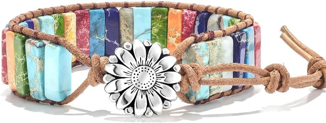 ZOSOJONA 7 Chakra Bracelet Bohemian Handmade Leather Wrap Healing Protection Natural Stone Yoga Beaded Bracelets Boho Friendship Jewelry