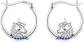 JUSTKIDSTOY Hypoallergenic Panda/Unicorn/Hummingbird/Dolphin Hoop Earrings for Women 925 Sterling Silver Animal Huggie Hoop Earrings Jewelry Gifts for Sensitive Ears