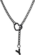 Black Heart Slip Chain Initial Necklaces for Women,Stainless Steel O-Ring Adjustable Lariat Heart Y-Necklace,Punk Gothic Cuban Collar Choker Necklace for women