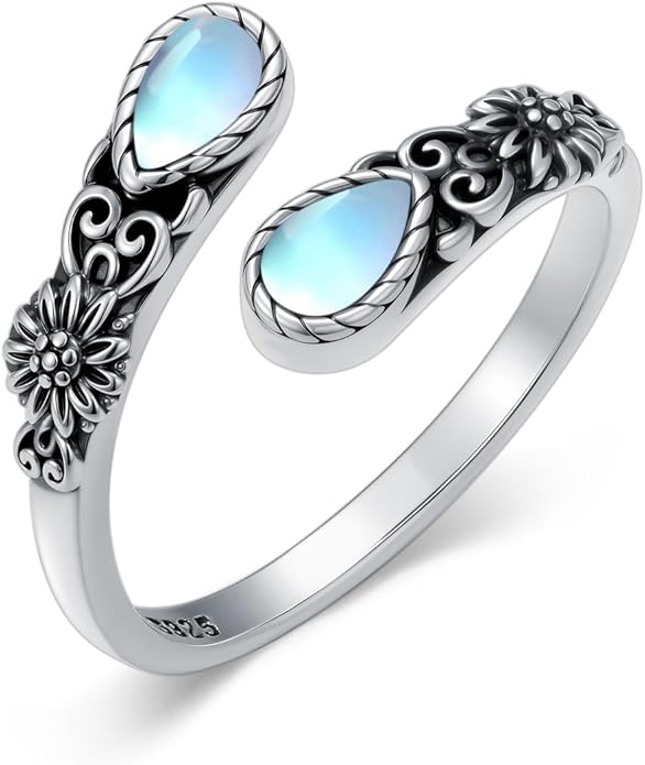 Dorunmo Spoon Ring 925 Sterling Silver Vintage Antique Spoon Rings Adjustable Size 8 Thumb Rings Western Jewelry Gifts for Women