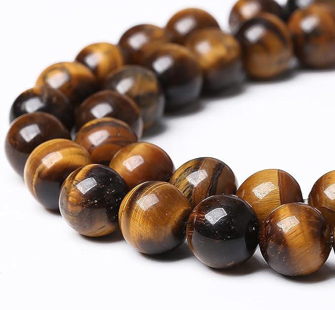 72PCS 10mm Natural Yellow Tiger Eye Stone Beads Semi Gemstone Round Loose Beads for Jewelry Making 32" 2 Strand DIY Bracelet Necklace Earrings