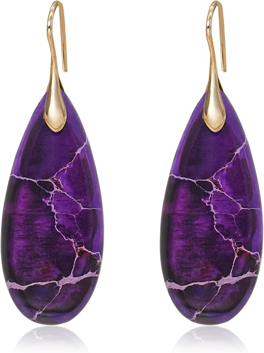 Natural Stone Earrings Waterdrop Stone Dangle Earrings for Women