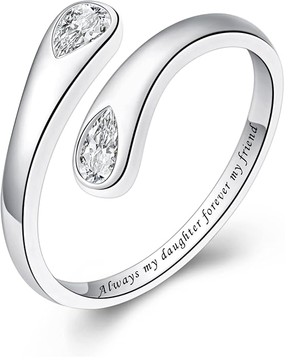 Fookduoduo 925 Sterling Silver Ring Inspirational Jewelry adjustable Wrap Open Rings for Women