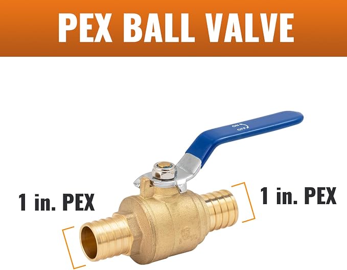 2-PCS PEX Ball Valve 1", Full Port Shut Off Valve 1/4 Turn | Brass - Image 2
