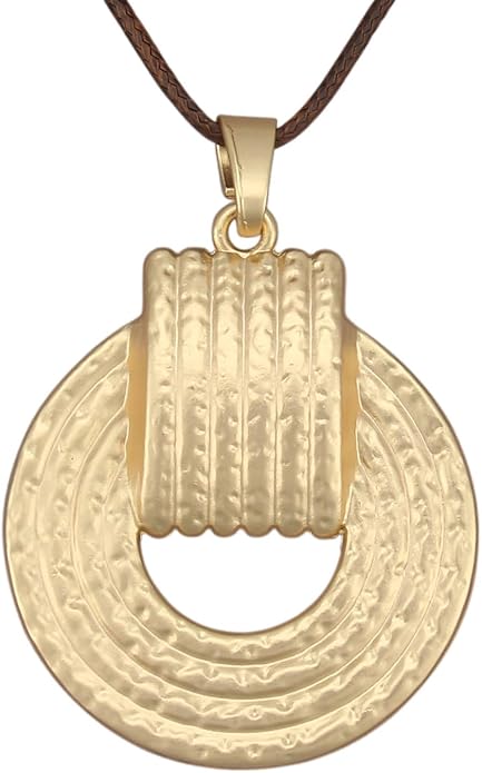 Women's Leather Long Necklace Bohemian Style Circle Retro Pendant Necklace Women's Jewelry