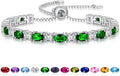 Sterling Silver Birthstone Bracelets for Women White Gold Tennis Bracelets Adjustable Chain 6-9 Inchs Jewelry Hypoallergenic Anniversary Birthday Gifts for Women Mom Wife Her