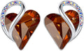 Leafael Infinity love Heart Birthstone Stud Earrings for Women, Valentine's Day Gifts for Mom, Wife, and Her, Silver Plated Birthday Jewelry