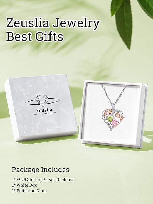 Valentine's Day Gifts for Wife 925 Sterling Silver Double Birthstone Pendant Necklaces I Love You for Always and Forever Necklace Anniversary Birthday Gifts for Wife Girlfriend Mom Her