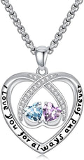 Birthstone Necklaces for Women I Love You for Always and Forever Heart Pendant Necklace Anniversary Jewelry Christmas Valentine Mothers Day Birthday Gifts for Her Wife Girlfriend